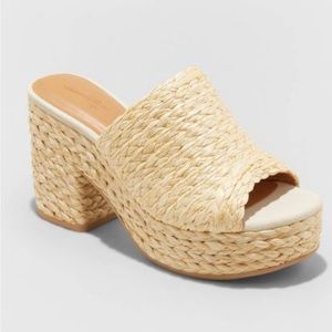 Target Nessa Platform Mule Heels - Universal Thread™ Light Beige Raffia Summer